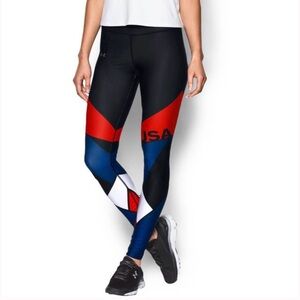 NWT Under Armour Compression HeatGear USA Leggings Women’s Size XL Americana